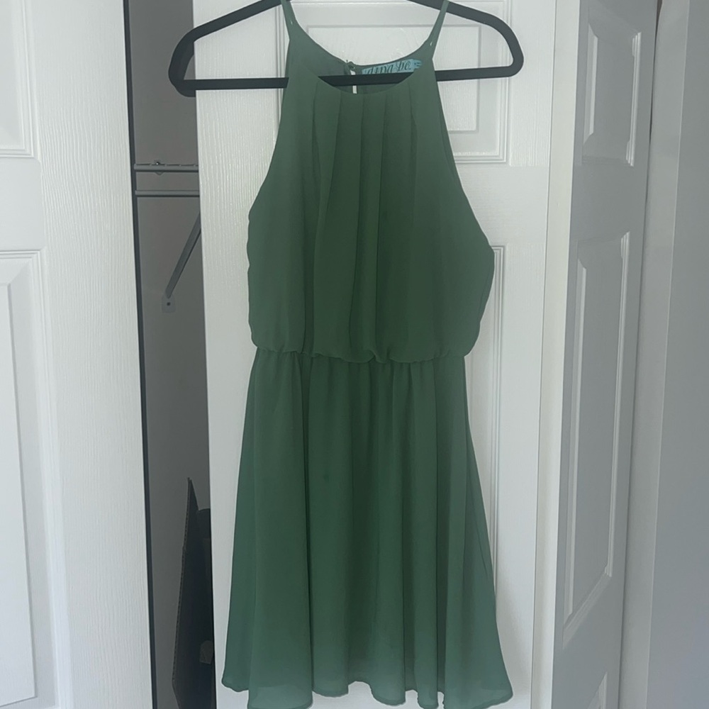 High Neck Green Dress